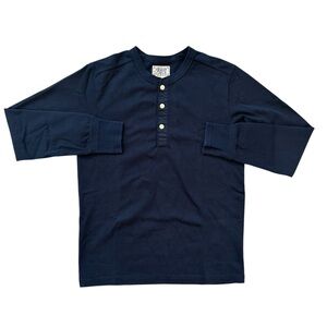 Men’s Bronson Heavyweight Navy Blue Vintage Knit Henley Shirt Size Small